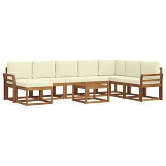 vidaXL Conjunto De Sof&aacute;s De Exterior Con Coj&iacute;n 9 Pcs Natural Y Crema Vidaxl