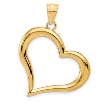 Diamond2Deal 14k Yellow Gold Polished Dangling Heart Pendant