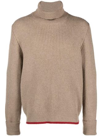Fay ribbed-knit roll-neck sweatshirt - Brown