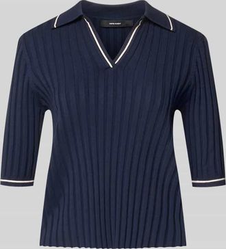 Vero Moda Slim Fit Poloshirt aus Viskose-Mix Modell SIMOSA in Dunkelblau, Gr&ouml;&szlig;e XL