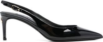Dolce & Gabbana point-toe slingback pumps - women - Calf Leather/Calf Leather/Patent Calf Leather - 36.5 - Black