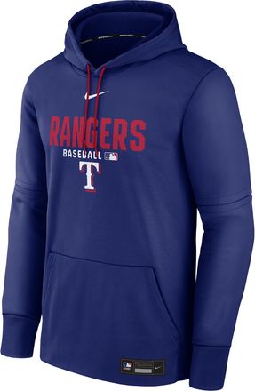 Nike Mens Texas Rangers Authentic Collection Nike Therma MLB Pullover Hoodie in Blue | NAC3198NTER-RMG