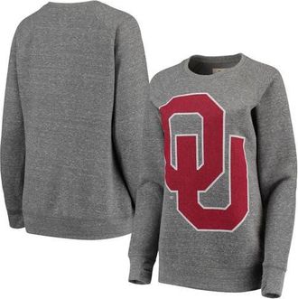 Pressbox Womens Pressbox Heathered Gray Oklahoma Sooners Big Team Logo Knobi Fleece Tri-Blend Crew Neck Sweatshirt in Heather Gray at Nordstrom, Size Small
