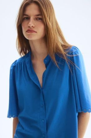H&M Cotton-blend blouse in Blue at Nordstrom, Size Xx-Small