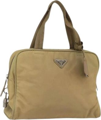 Prada Pre-owned Handbags, female, Beige, Size: ONE SIZE Pre-owned Vintage Nylon Handbag
