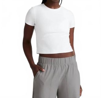 Beyond Yoga Featherweight Cropped Tee In Cloud White