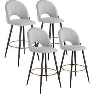 TecTake Bar Stool Rachel Light Grey/Black Set Of 4
