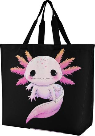 Generic Cute Axolotl Tote Bag Reusable Grocery Shopping Bags Large Travel One Shoulder Handbag for Picnic Work