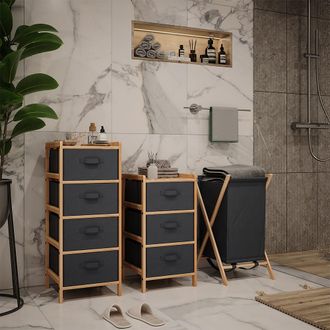 Vicco Conjunto De Muebles De Cuarto De Ba&ntilde;o Bruno, Gris, 3 Partes