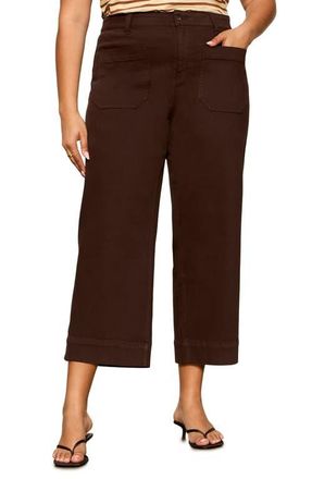 Sanctuary The Marine Crop Wide Leg Jeans in Rich Soil Brown at Nordstrom, Size 14W