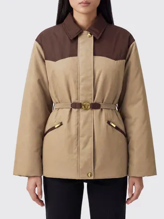Versace Giacca camicia imbottita in nylon bicolore con cintura Medusa