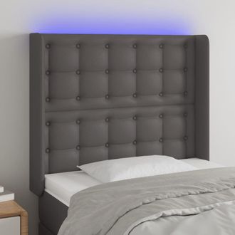 vidaXL Cabecero Con Led Cuero Sint&eacute;tico Gris 83x16x118/128cm Vidaxl