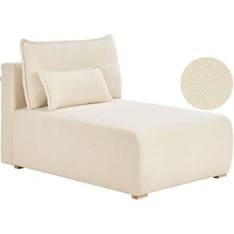 Beliani Chaise Lounge Off White Boucle Upholstered Lounge Chair wirh Cushion Minimalistic Style NERBO