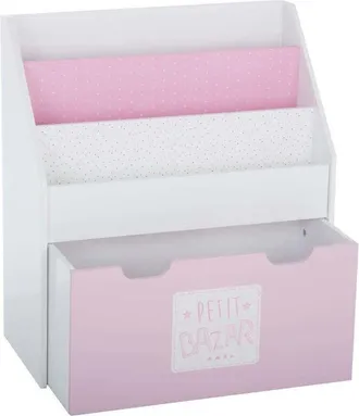 Atmosphera ESTANTERÍA CON CONTENEDOR Y RUEDINES EN COLOR ROSAL. 62,7 x P. 30 x H. 70 cm