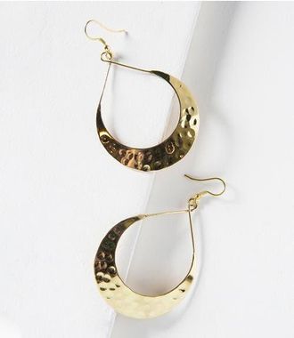 Matr Boomie Lunar Crescent Hammered Hoop Earrings in Gold at Nordstrom