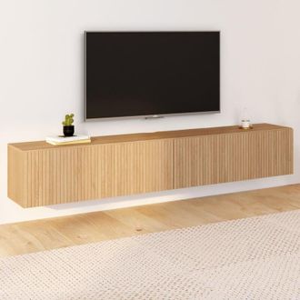 IDMarket Idmarket - Meuble tv 180 cm suspendu juliette effet lattes