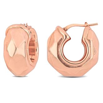 Amour 23mm Wide Diamond Cut Huggie Earrings In Rose Plated Sterling Silver