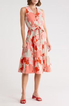 Calvin Klein Printed Belted Dress in Tulip Multi at Nordstrom Rack, Size 12