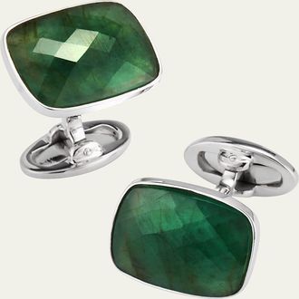Jan Leslie Mens Square Emerald Cufflinks