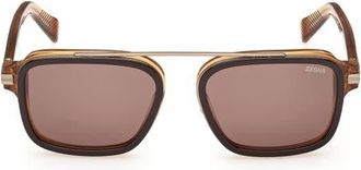 Ermenegildo Zegna 55mm Geometric Sunglasses in Transparent Golden Syrup at Nordstrom