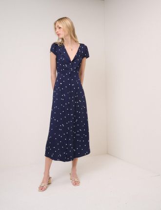 Nobody's Child Navy Floral Kitty Midi Dress