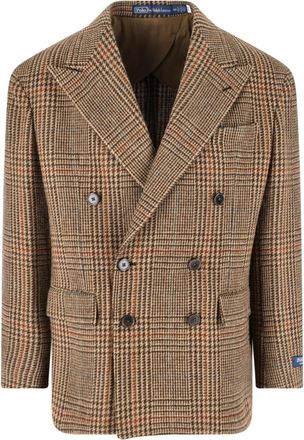 Polo Ralph Lauren Brown Prince Of Wales Wool Double-Breasted Blazer