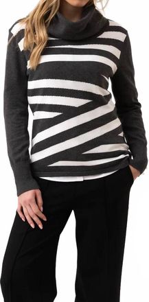 Marble Scotland Classic Fit Cowl Neck Sweater In Charcoal