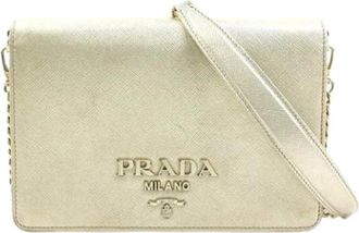 Prada Pre-owned Cross Body Bags, female, Yellow, Size: ONE SIZE Pre-owned Vintage Leather Crossbody Bag