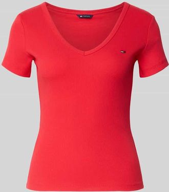 Tommy Jeans Slim Fit T-Shirt aus Baumwoll-Mix in Rot, Gr&ouml;&szlig;e XL