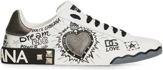 Dolce & Gabbana Sneakers Portofino Basse Con Patch A Forma Di Cuore