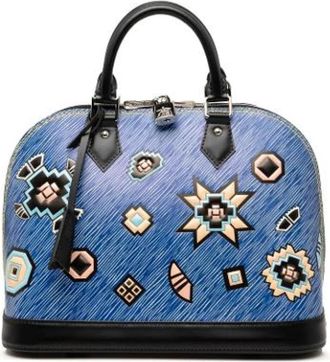 Louis Vuitton Pre-owned Denim Aztec Alma PM - Dames - Vintage Handtas - Blauw - ONE Size - Denim - Vintage