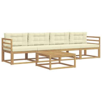 vidaXL Conjunto De Sof&aacute;s De Exterior Con Coj&iacute;n 4 Pcs Blanco Y Crema Vidaxl