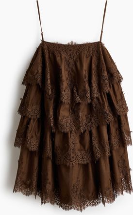 H&M Stufenkleid mit Spitzenborten - Braun