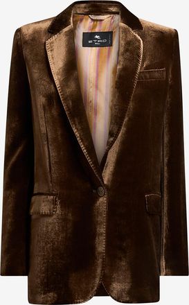 Etro Einreihiger gerader Samtblazer