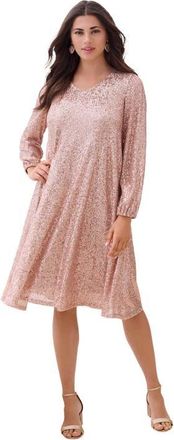 Roaman's Sequin Swing Dress in Sparkling Champagne at Nordstrom, Size 20