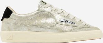 Autry Windscape Low Sneakers aus silbernem und schwarzem laminiertem Wildleder