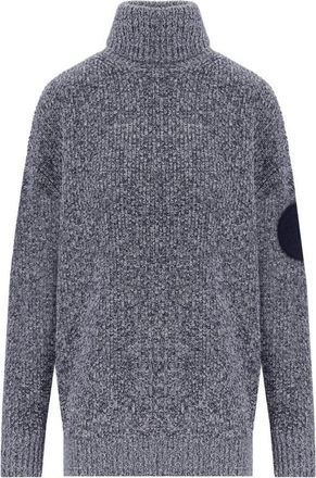 Elisabetta Franchi Moulin&eacute; Viscose Turtleneck met Logopatch - Dames - Coltruien - Grijs - M - Wol - Truien & Vesten