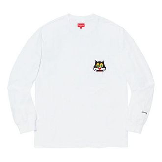 SUPREME FW19 Week 4 Cat L/S Pocket Tee Chest Kitten Long Sleeves Unisex White SUP-FW19-480