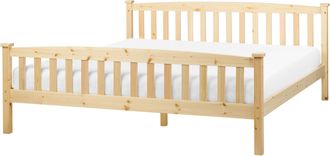 Beliani Cama Con Somier De Madera Natural De Pino Clara 180 X 200 Cm Giverny