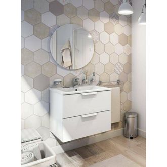 Dmora Bajo El Armario Fairwood, Mueble De Ba&ntilde;o, Contenedor De Lavabo, Mueble Fregadero, 60x45 H50 Cm, Blanco Brillante - Dmora