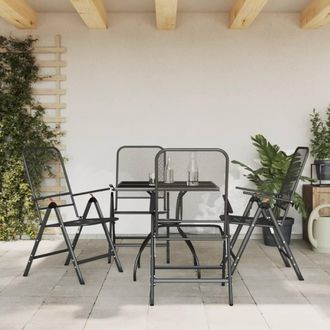 Berkfield Home 5 Piece Garden Dining Set Anthracite Metal Mesh in Black