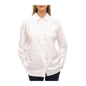 Lola Casademunt Shirts, female, White, M, Straight poplin shirt with jewel detail