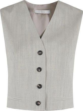 Tela Gilet con bottoni - Grigio