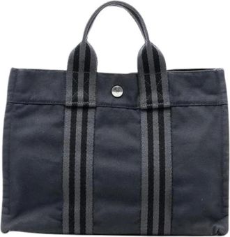 Herm&egrave;s Pre-owned Tote Bags, female, Black, Size: ONE SIZE Pre-owned Canvas Tote