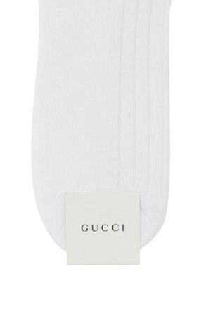 Gucci Womens White Stretch Cotton Blend Socks Whiteblack Calze