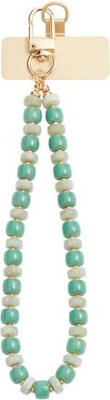 Chelsea28 Beaded Phone Wrist Strap in Green- Gold at Nordstrom