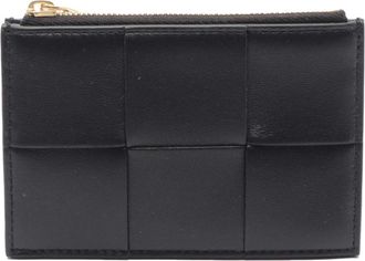 Bottega Veneta Pre-owned Wallets, female, Black, Size: ONE SIZE Pre-owned Intrecciato Leather Zip Pouch
