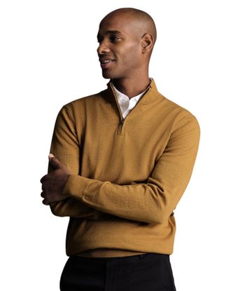 CHARLES TYRWHITT Merino Zip Neck Sweater