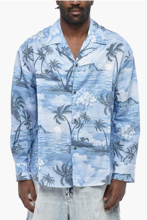 Palm Angels Patterned Linen-Blend Shirt size 48