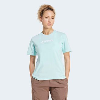ADIDAS TERREX Funktionsshirt ADIDAS TERREX W TX LOGO TEE, Damen, Gr. XS, blau (semi flash aqua), Obermaterial: 100% Baumwolle, normal, Rundhals, Shirts Funktionsshi